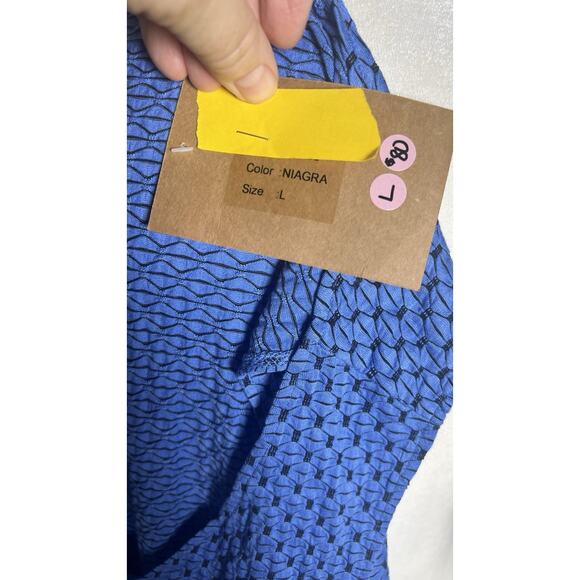 Habitat Sleeveless Drop Waist Textured Blue Scoop Neck Lagenlook MIDI Dress Sz L - Picture 8 of 12